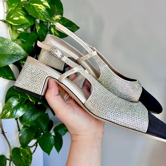 Sam Edelman Tarra Glitz Slip-On Slingback Pumps Crystal Embellishment - Picture 3 of 13